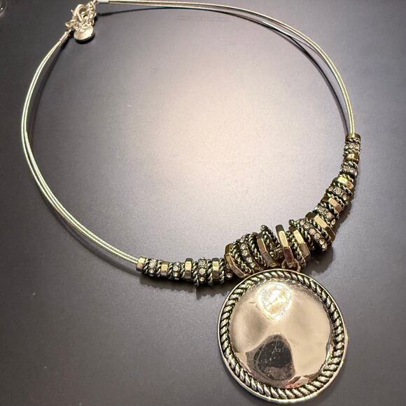 Jones New York JNY Mixed Metal Rhinestone Hammered Pendant - Picture 3 of 9